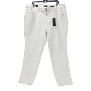 Earl Jean Womens Skinny Ankle White High Rise 24 Embroidered Minimalist Pant NWT